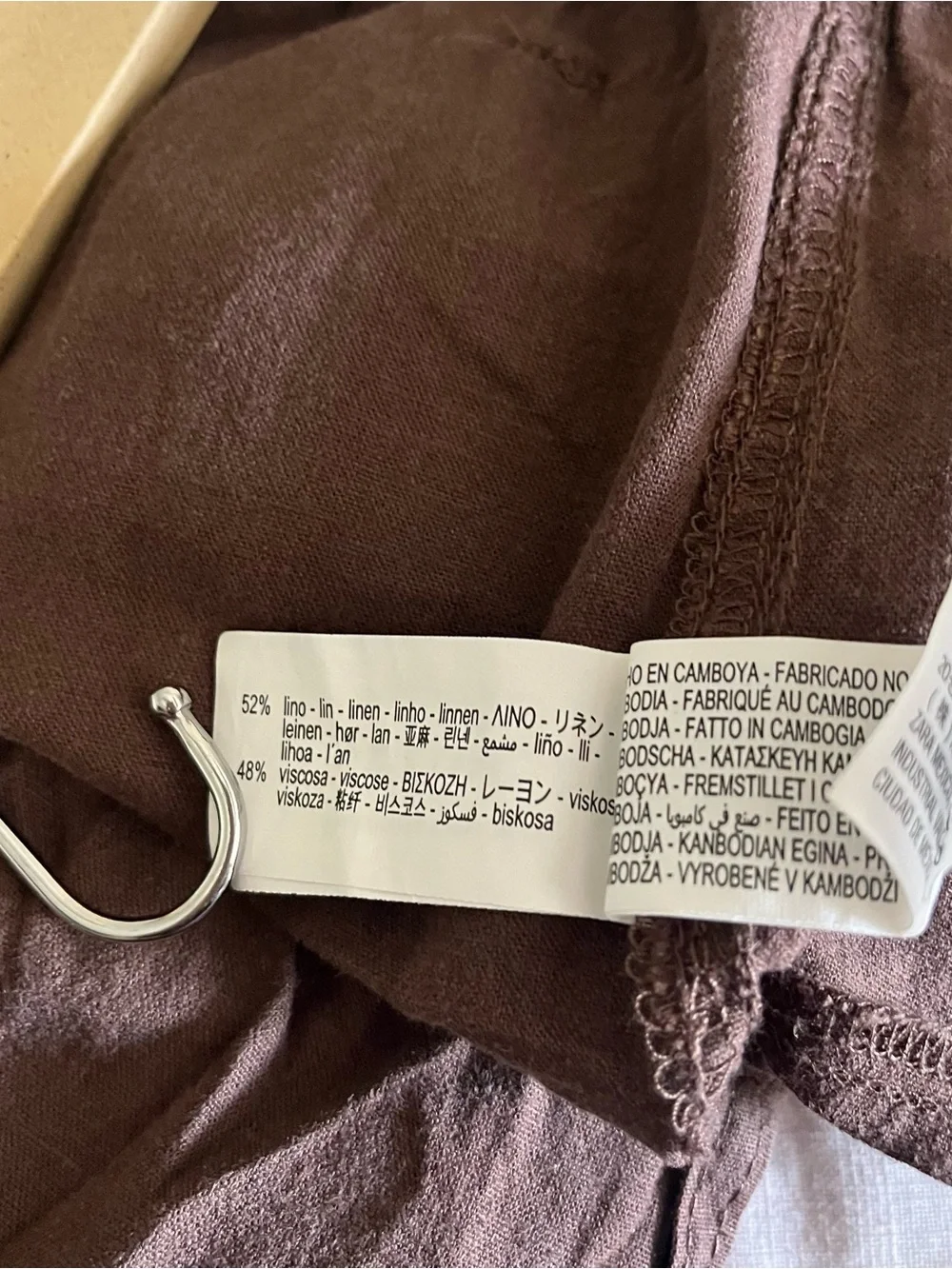 Zara Brown Wide Leg Linen Blend Pants